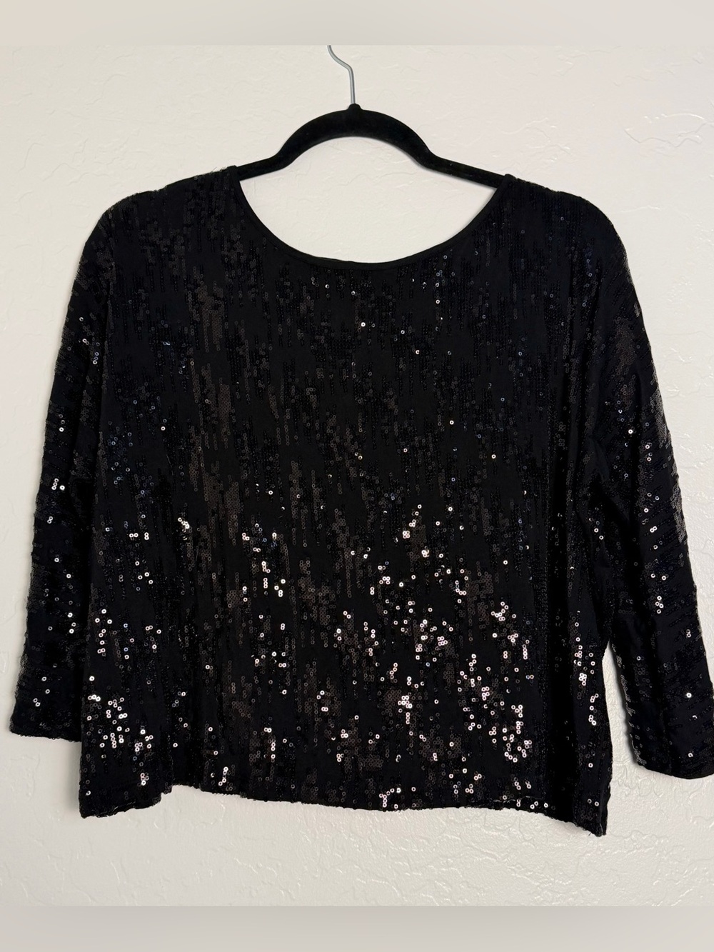 INC International Concepts women's small Black shimmering Sequined cropped Top